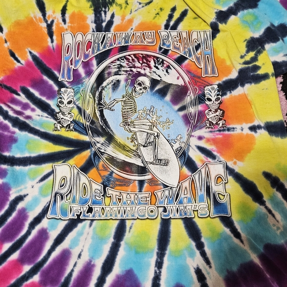 Rockaway Beach Ride The Waves Flaming Jim's tee - Picture 3 of 4